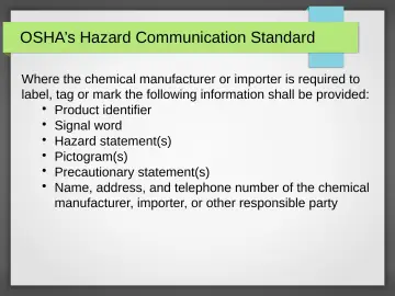 Slide 17: OSHA’s Hazard Communication Standard