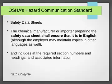 Slide 25: OSHA’s Hazard Communication Standard