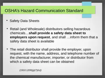 Slide 26: OSHA’s Hazard Communication Standard