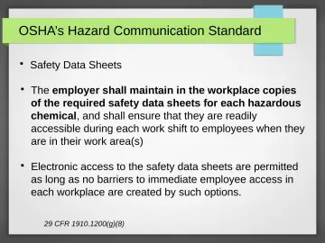 Slide 27: OSHA’s Hazard Communication Standard