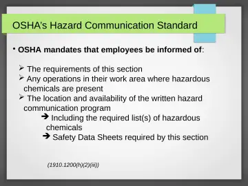 Slide 28: OSHA’s Hazard Communication Standard