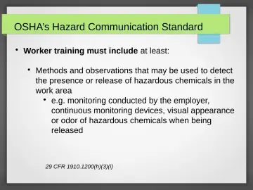 Slide 29: OSHA’s Hazard Communication Standard