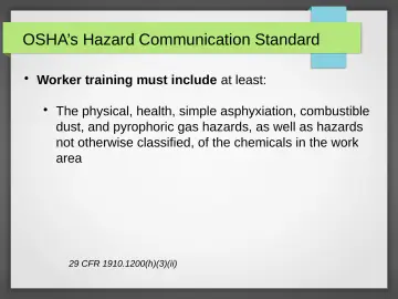 Slide 30: OSHA’s Hazard Communication Standard