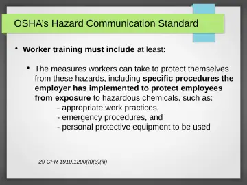 Slide 31: OSHA’s Hazard Communication Standard