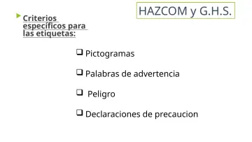 Slide 13: HAZCOM y G.H.S.