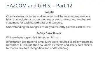 Slide 31: HAZCOM and G.H.S. – Part 12