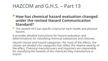 Slide 33: HAZCOM and G.H.S. – Part 13