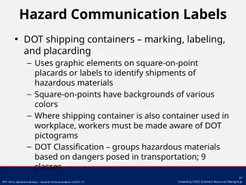 Slide 37: Hazard Communication Labels