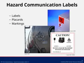 Slide 38: Hazard Communication Labels