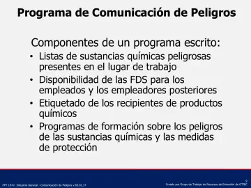 Slide 9: Programa de Comunicación de Peligros