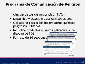 Slide 11: Programa de Comunicación de Peligros