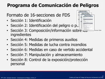 Slide 13: Programa de Comunicación de Peligros