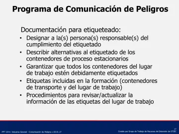 Slide 17: Programa de Comunicación de Peligros