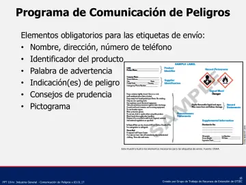 Slide 18: Programa de Comunicación de Peligros