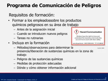 Slide 20: Programa de Comunicación de Peligros