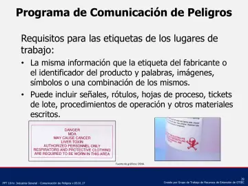 Slide 29: Programa de Comunicación de Peligros