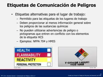 Slide 30: Etiquetas de Comunicación de Peligros