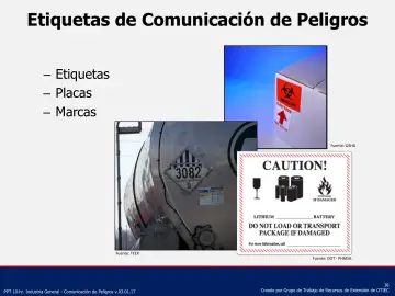 Slide 38: Etiquetas de Comunicación de Peligros