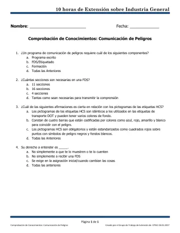 Page 1: 10 horas de Extensión sobre Industria General