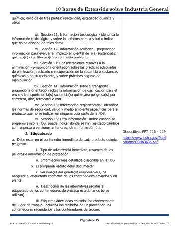 Page 6: química; dividida en tres partes: reactividad, estabilidad química y otros