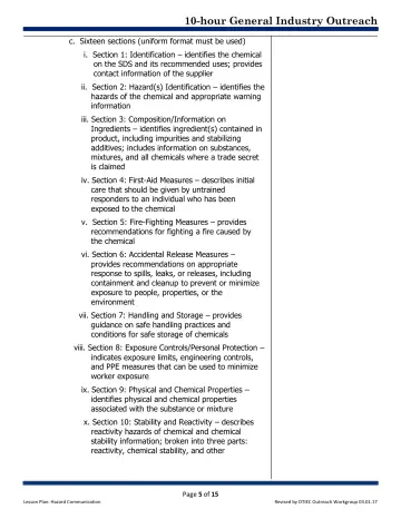 Page 5: c. Sixteen sections (uniform format must be used)