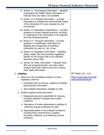 Page 6: xi. Section 11: Toxicological Information – identifies toxicological and health effects…