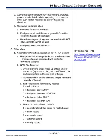 Page 10: 2. Workplace labeling system may include signs, placards, process sheets, batch tickets…