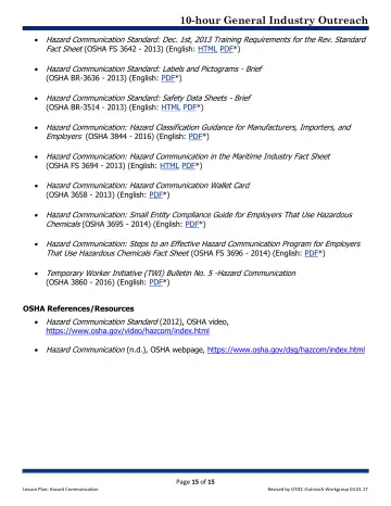 Page 15: Hazard Communication Standard: Dec. 1st, 2013 Training Requirements for the Rev. …