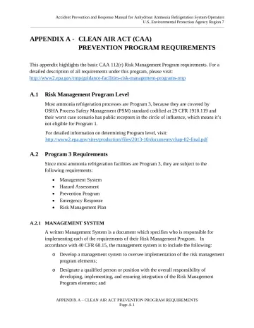 Page 47: APPENDIX A - CLEAN AIR ACT (CAA) PREVENTION PROGRAM REQUIREMENTS