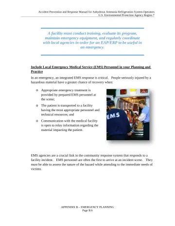 Page 58: A facility must conduct training, evaluate its program, maintain emergency equipment, and…