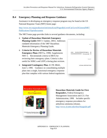 Page 60: B.4 Emergency Planning and Response Guidance