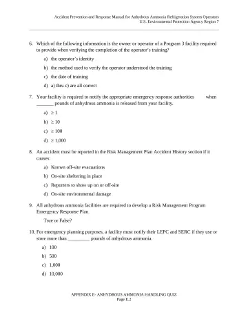 Page 74: 6. Which of the following information is the owner or operator of a Program 3 facility…