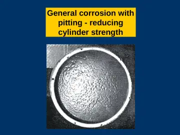 Slide 8: General corrosion with pitting - reducing cylinder strength
