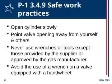 Slide 23: P-1 3.4.9 Safe work practices