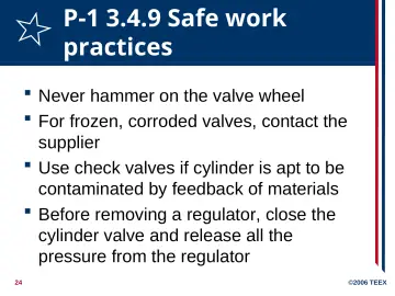 Slide 24: P-1 3.4.9 Safe work practices