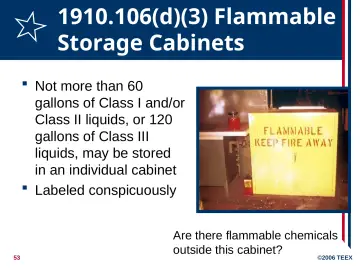 Slide 53: 1910.106(d)(3) Flammable Storage Cabinets