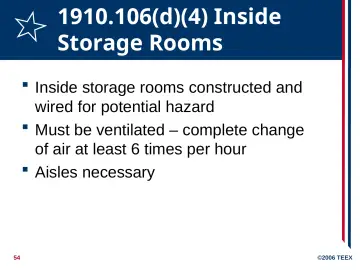 Slide 54: 1910.106(d)(4) Inside Storage Rooms