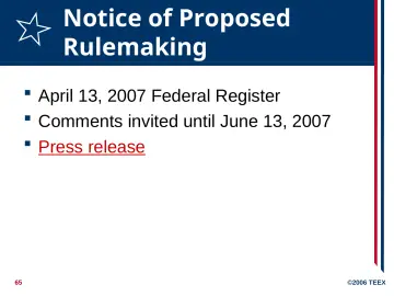 Slide 65: Notice of Proposed Rulemaking
