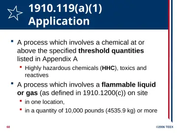 Slide 68: 1910.119(a)(1) Application