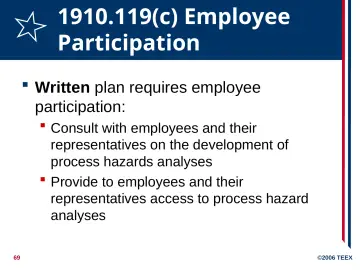 Slide 69: 1910.119(c) Employee Participation