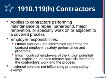 Slide 78: 1910.119(h) Contractors