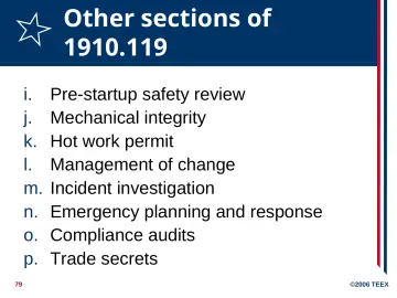 Slide 79: Other sections of 1910.119