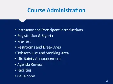 Slide 3: Course Administration