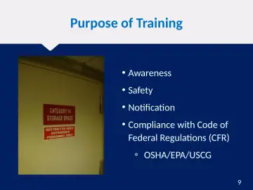 Slide 9: Purpose of Training