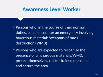 Slide 18: Awareness Level Worker