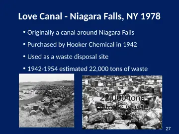 Slide 27: Love Canal - Niagara Falls, NY 1978