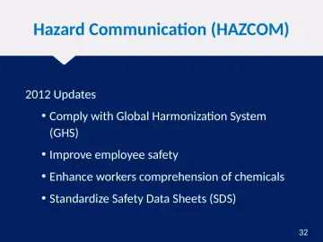 Slide 32: Hazard Communication (HAZCOM)