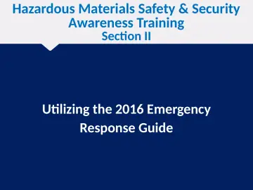 Slide 1: Hazardous Materials Safety & Security