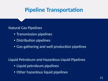 Slide 21: Pipeline Transportation