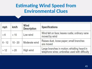 Slide 45: Estimating Wind Speed from Environmental Clues